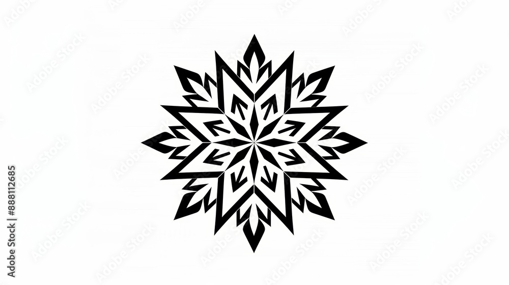 Poster black and white minimalistic slavic star pattern isolated on white background symmetrical and intric