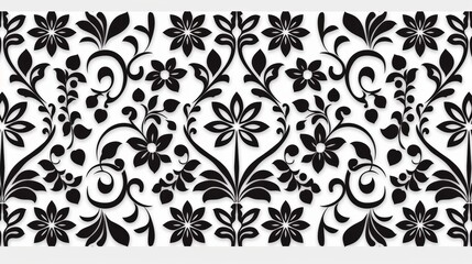 Black Slavic-themed ornament pattern tile, minimalistic style, centered on white background, intricate details 