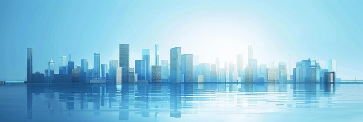 Obraz premium Abstract Vector Illustration, Futuristic blue Urban city Landscape with Advanced Smart City Technology, Graphic Resources, Wallpapers, Brochure, Websites, banner design, Advertising, web, background 