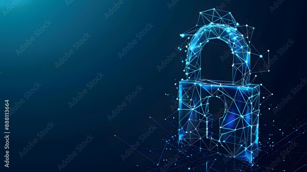 Poster cybersecurity and information or network protection. future technology web services for business and