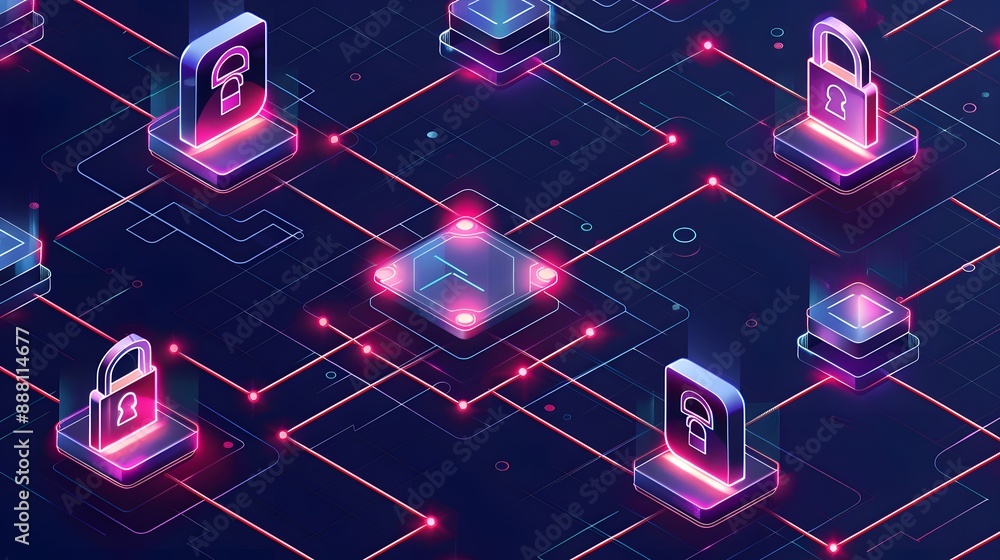 Poster cybersecurity and information or network protection. future technology web services for business and