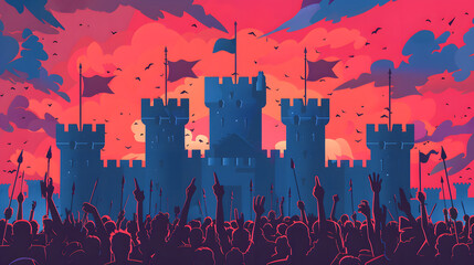 castle victory vector flat minimalistic asset isolated illustration