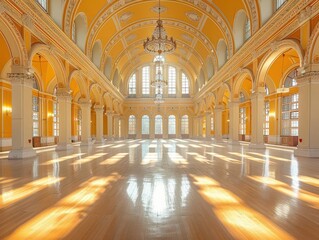 Obraz premium A grand palace interior with opulent decor and elegant chandeliers ,The images are of high quality and clarity