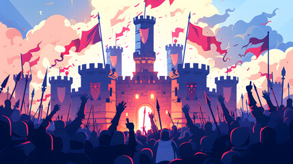 Obraz premium castle victory vector flat minimalistic asset isolated illustration