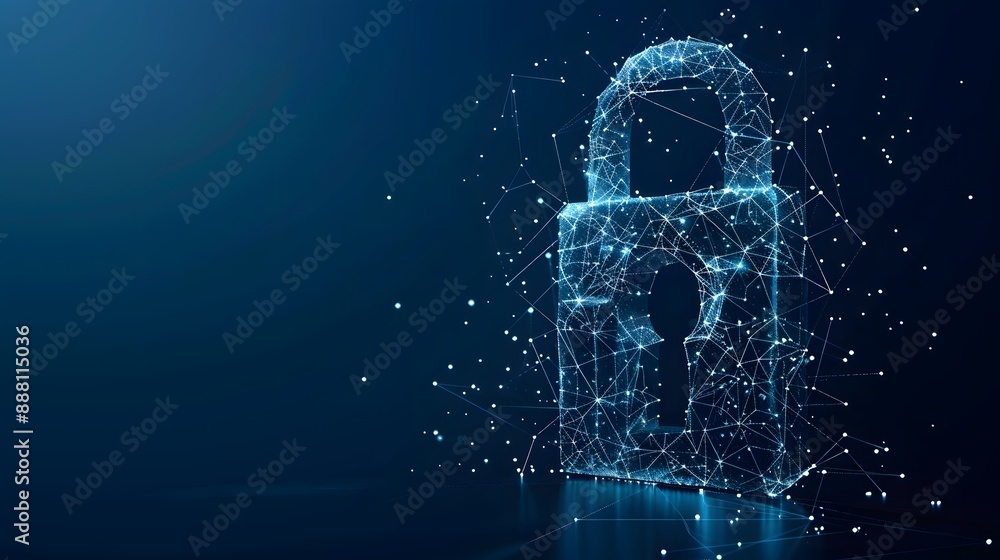 Poster cybersecurity and information or network protection. future technology web services for business and
