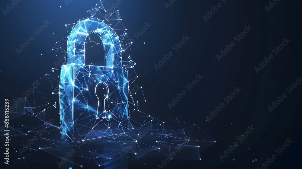 Poster cybersecurity and information or network protection. future technology web services for business and