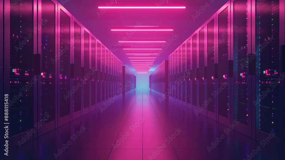 Aufkleber server sanctuary, creative illustration of a data center with servers, highlighting the complexity a