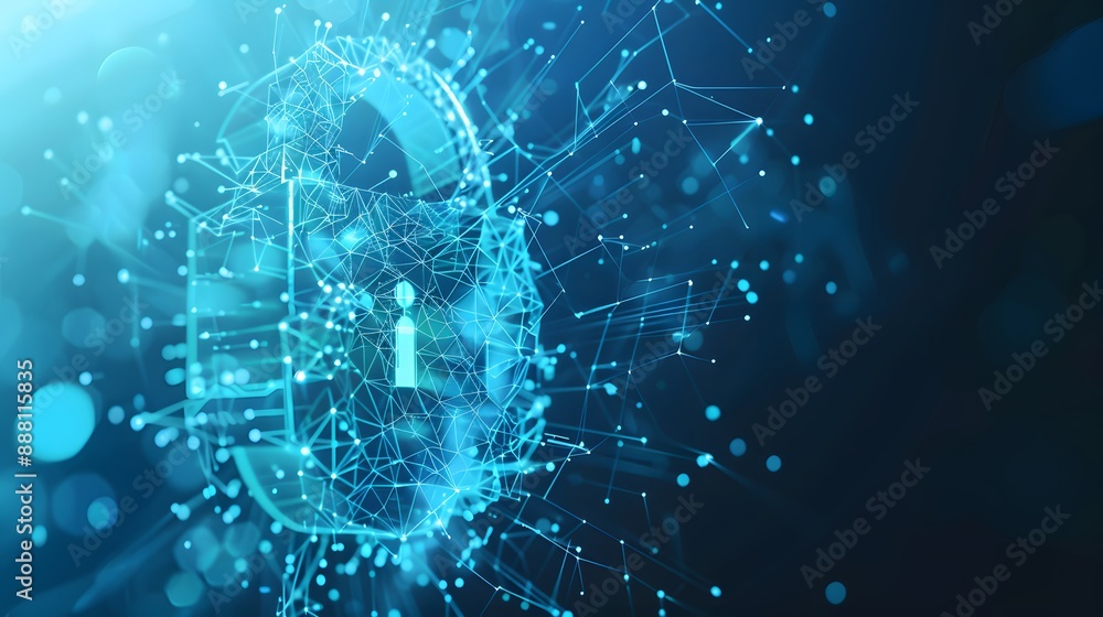 Poster cybersecurity and information or network protection. future technology web services for business and
