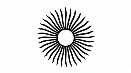 Fototapeta premium Isolated minimalistic black Slavic sun symbol on white background radiating lines and circular shape 