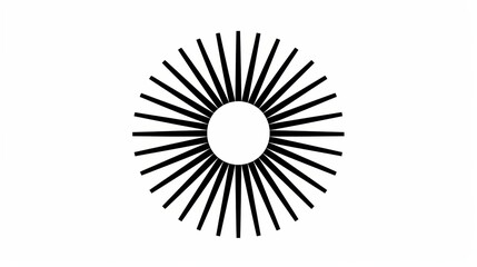 Obraz premium Isolated minimalistic black Slavic sun symbol on white background radiating lines and circular shape 
