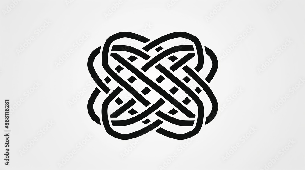 Poster minimalistic black slavic knot design isolated on white background interwoven lines and loops