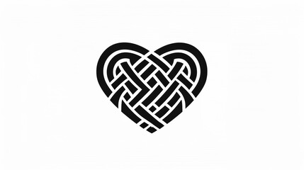 Minimalistic black Slavic heart symbol on white background simple and elegant lines 