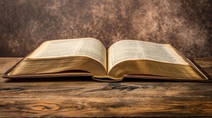 Contemporary Open Hardcover Book with Turning Pages on Wooden Table
