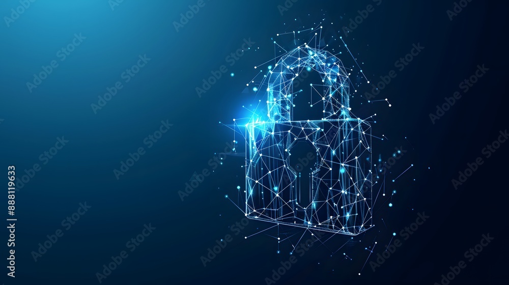 Poster cybersecurity and information or network protection. future technology web services for business and