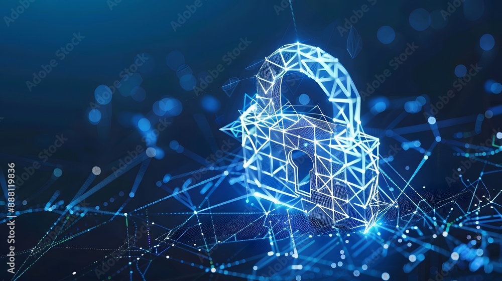 Poster cybersecurity and information or network protection. future technology web services for business and