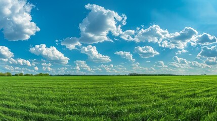 Obraz premium Green Field under a Cloudy Sky