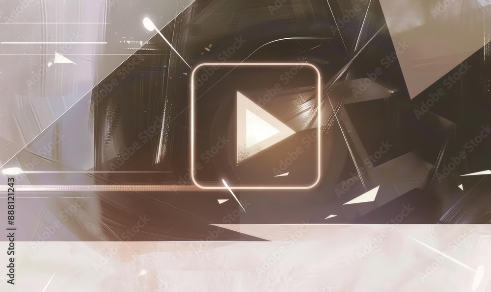 Poster abstract graphic resources with play button symbol in pastel colors