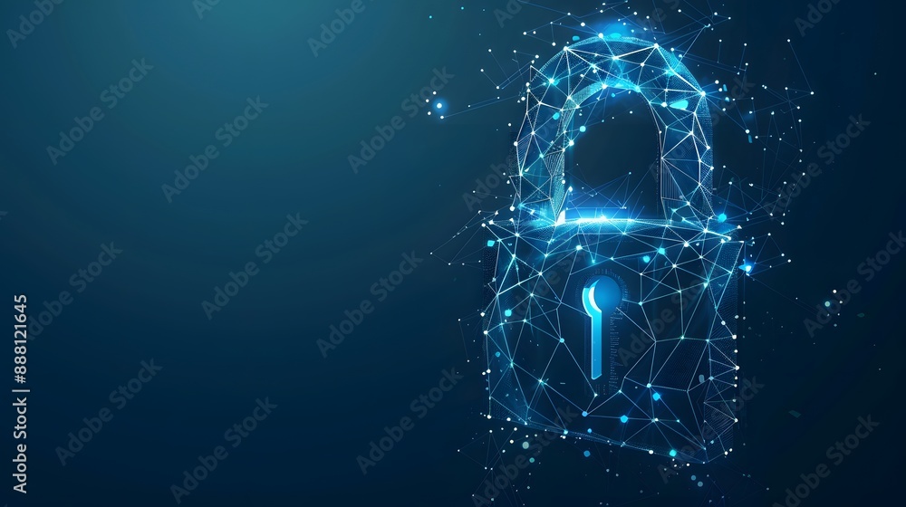 Poster cybersecurity and information or network protection. future technology web services for business and