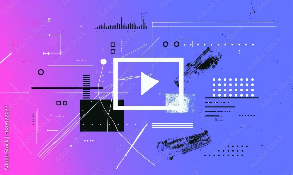 Aufkleber futuristic abstract technology interface on gradient background