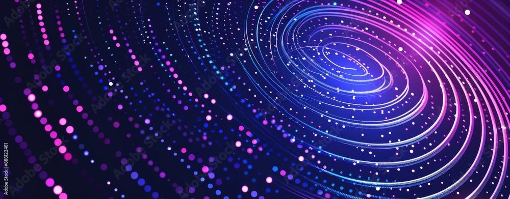 Poster abstract digital technology background with geometric patterns and bright lights