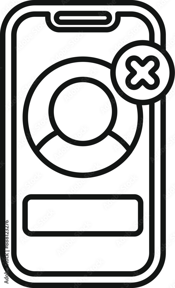 Poster smartphone showing user account being deleted from social media platform