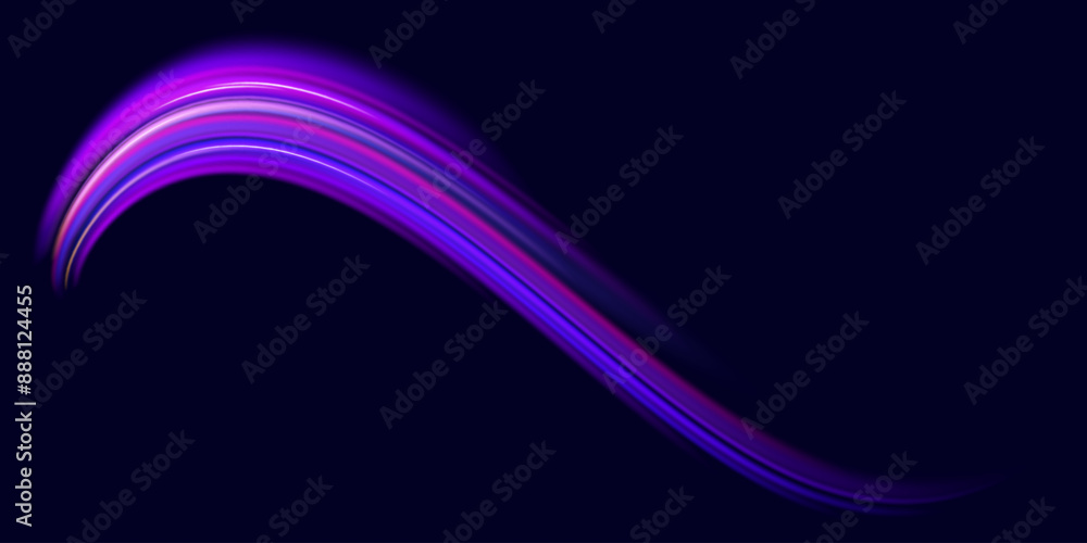 Poster light line effect blue neon glow flare wave glowing shiny speed lines effect vector background. spee