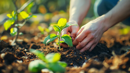 Hands holding seedling plant tree save the green