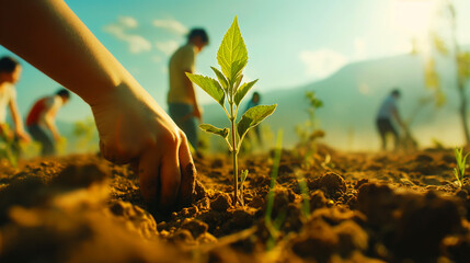 Group person plant tree conserve nature