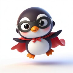 Obraz premium 3D superhero cute penguin with a cloak and mask