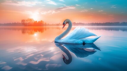 Majestic Swan at Sunrise