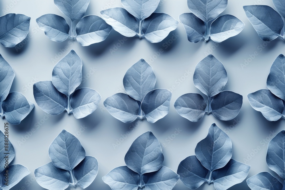 Poster monochrome leaves with detailed texture creating a symmetrical pattern and modern design in shades o