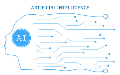AI background with human face with with circuit lines design, AI circuit lines with women face