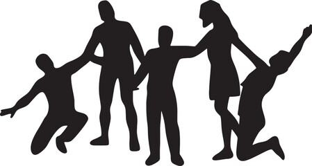 silhouettes of the word friendship vector icon illustration