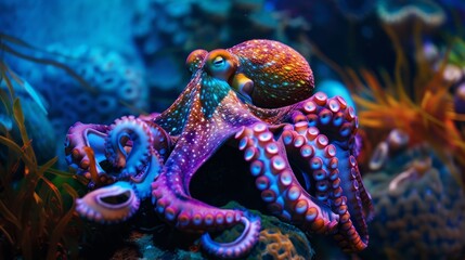 Obraz premium A Vibrant Octopus in its Underwater Habitat