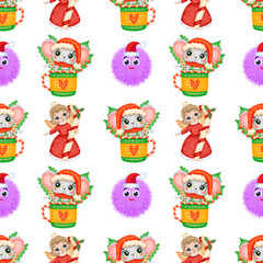 Merry Christmas Cartoon Seamless Pattern Illustration