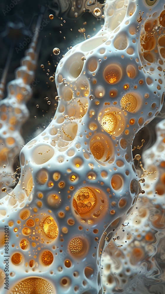 Poster abstract image of organic structure with orange and white textures, creating a unique and intriguing