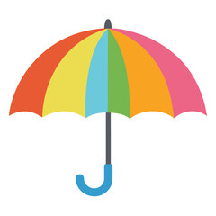 Flat color vector of a summer vacation umbrella, perfect for icons, cartoons, and clipart.