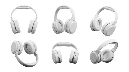 Set of wireless headset from different angles, 3d render © ruangrit19