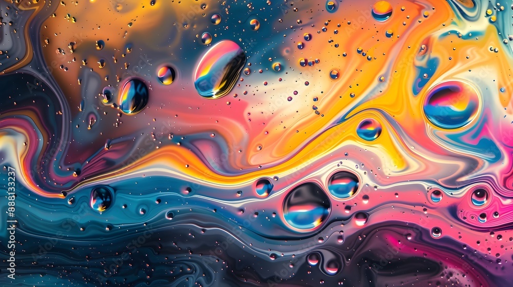 Poster mesmerizing liquid swirls of vibrant colors and captivating patterns