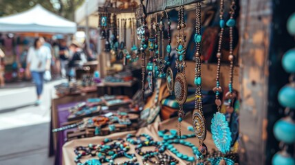 Document the details of handmade goods at a street fair