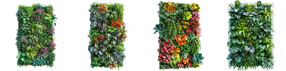 Fototapeta premium Vibrant Vertical Gardens with Lush Greenery and Colorful Foliage