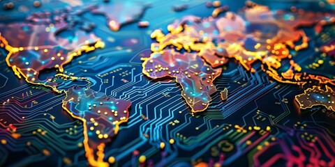 This intricate map visualizes the complex global semiconductor supply chain, highlighting the geopolitical tensions surrounding integrated circuits.