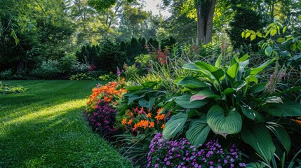 Floral and botanical elements in the garden