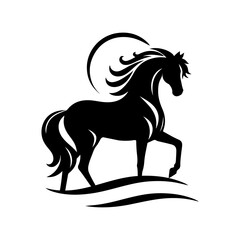 Black nnd White vector Horse Silhouette image