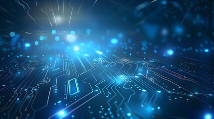 Obraz premium Futuristic Digital Technology Abstract Background with Glowing Circuit Patterns