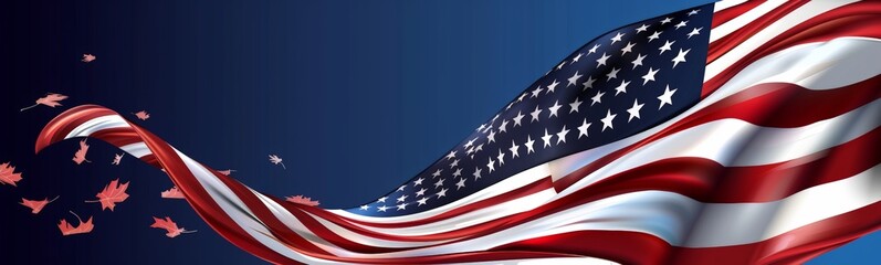 Fototapeta premium This high-resolution 4K image showcases a sharp focus on the intricate details of the American flag, ideal for patriotic displays.
