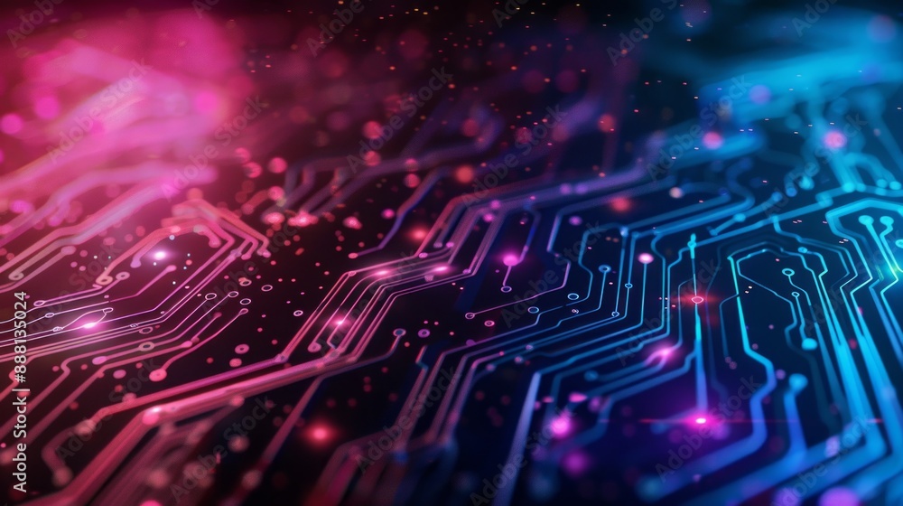 Poster abstract circuit board with glowing lines