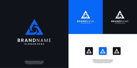 Abstract technology letter A monogram logo design inspiration