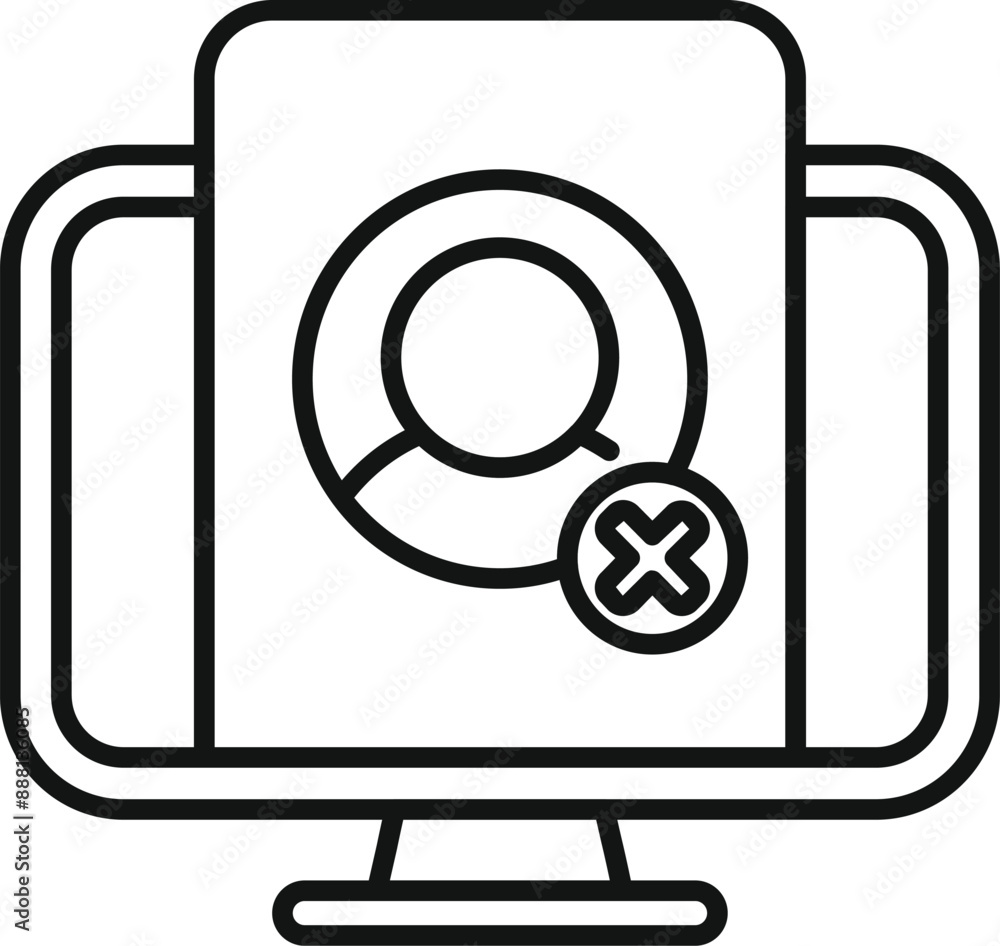 Poster computer screen is displaying an account with a deletion symbol, representing the concept of account
