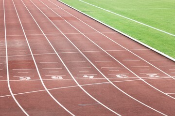 synthetic track in the athletics stadium..